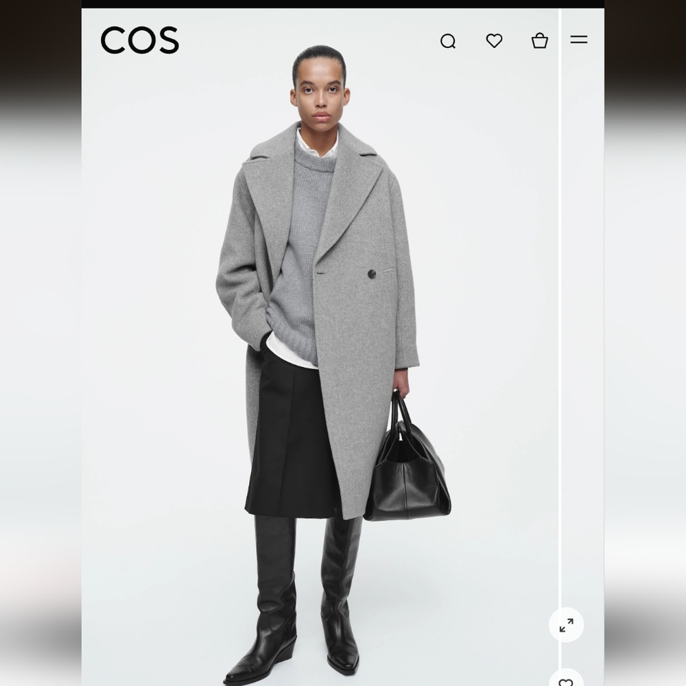 COS Gray Double Breasted Wool Coat S